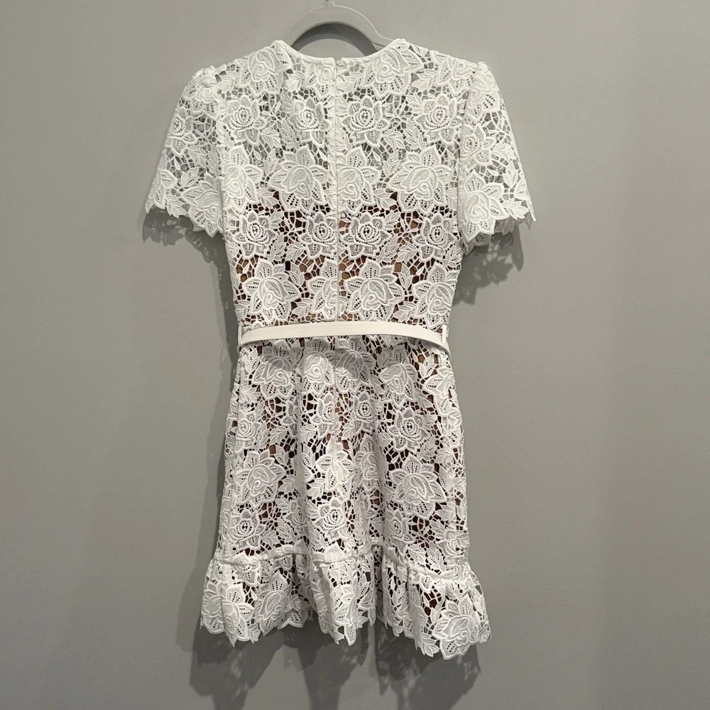 Self-Portrait White Lace Pocket Minidress - Picture 4 of 14